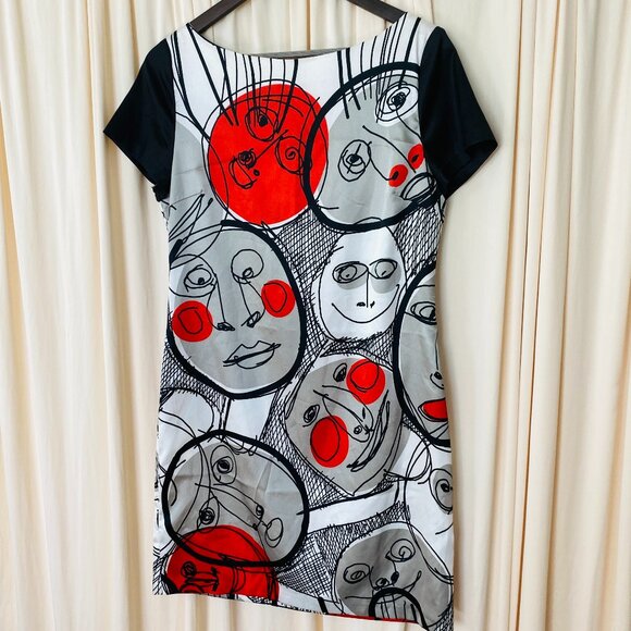 Zara basic Picasso art dress size Large shift short sleeve mini Made in Spain - Picture 1 of 8